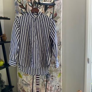 J. Crew navy striped band-collar popover blouse Size 2